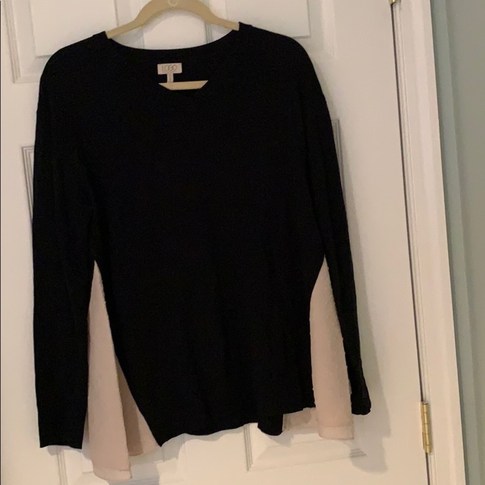 LOGO BY lori Goldstein sweater with chiffon trim